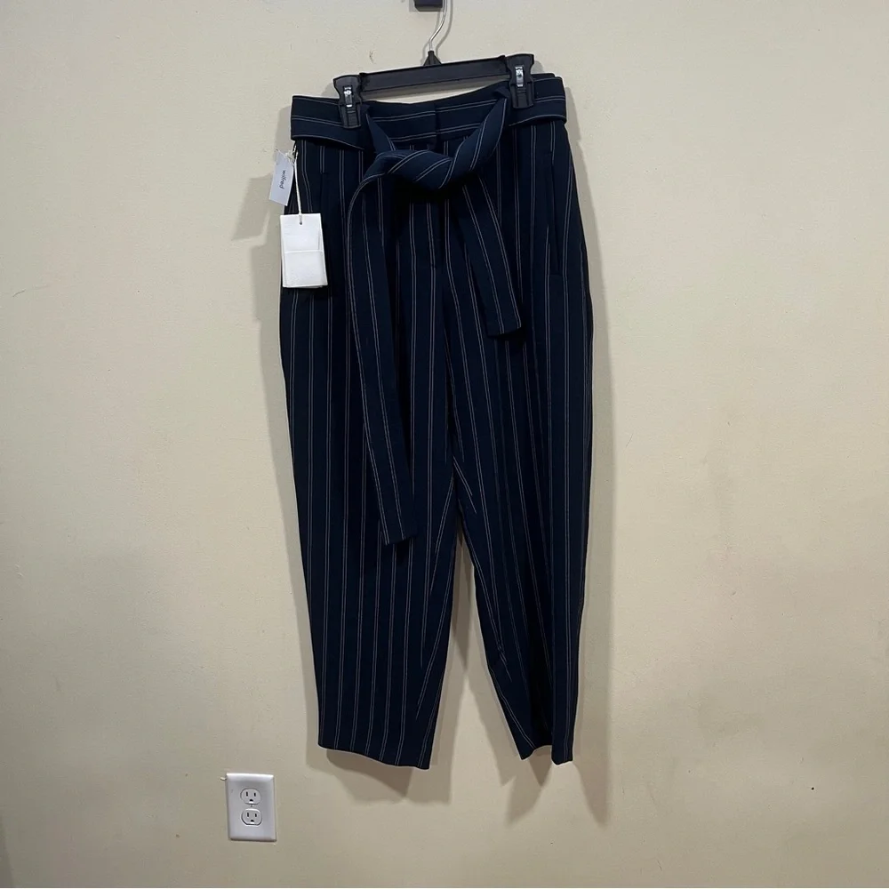 NWT Aritzia Wilfred Tie-Front (Jallade) Pant size 4 striped navy & white - Picture 3 of 12